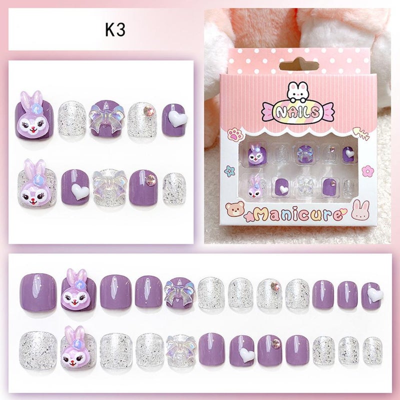 Cute cartoon wearable nail art pieces for girls aged 3-12.